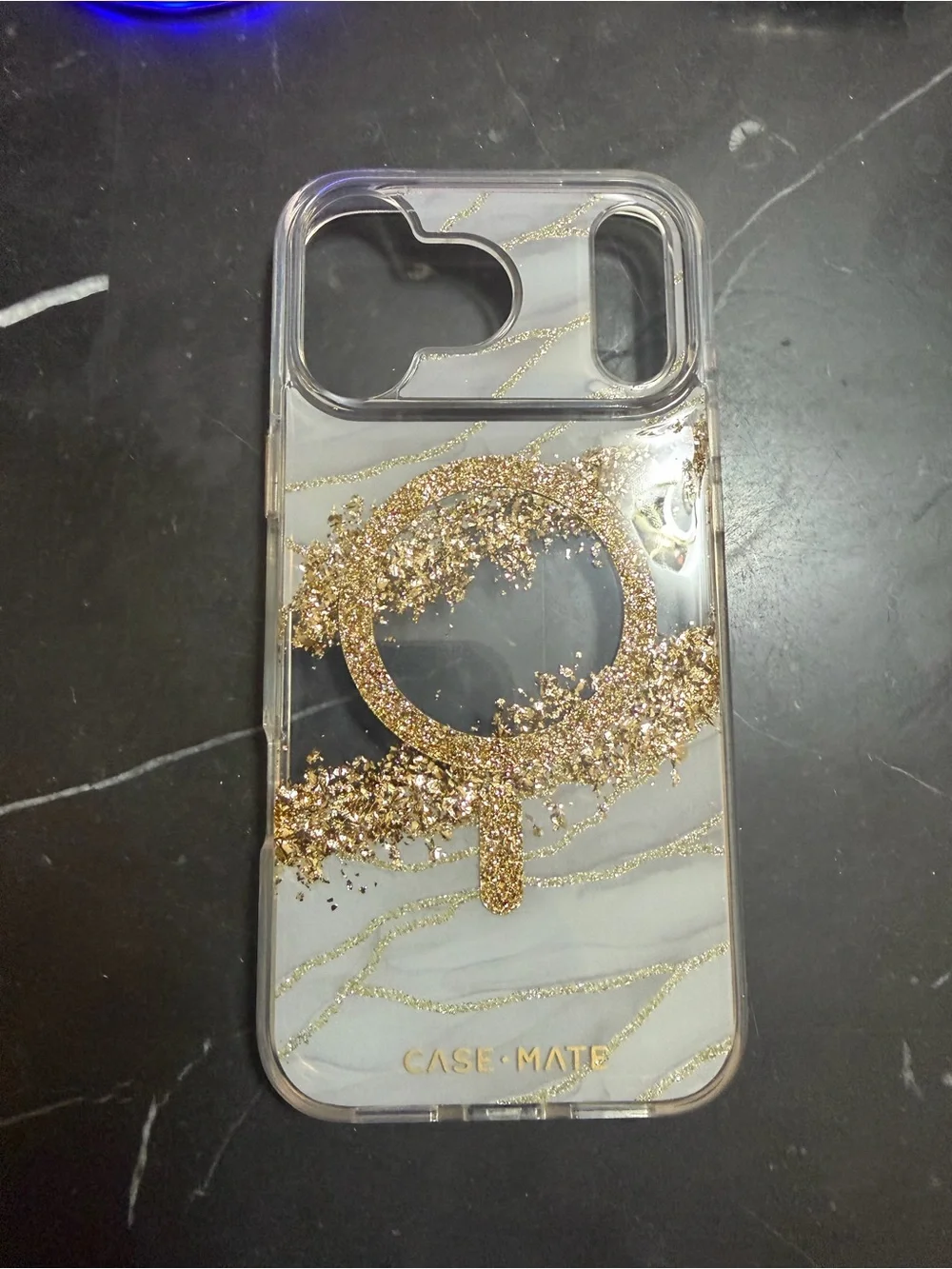 case-mate Gold Marble Glitter Phone Case with Sparkle Ring
